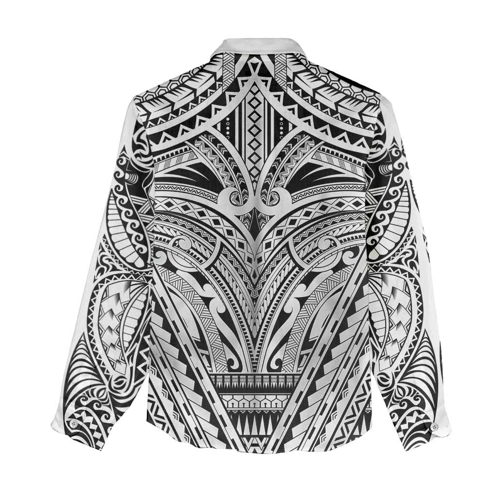 Polynesian Tattoo Inspired Cosplay Costume Women Casual Shirt Tribal Warrior White - Polynesian Pride