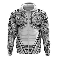 Polynesian Tattoo Inspired Cosplay Costume Zip Hoodie Tribal Warrior White LT05 Zip Hoodie White - Polynesian Pride