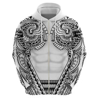 Polynesian Tattoo Inspired Cosplay Costume Zip Hoodie Tribal Warrior White LT05 - Polynesian Pride