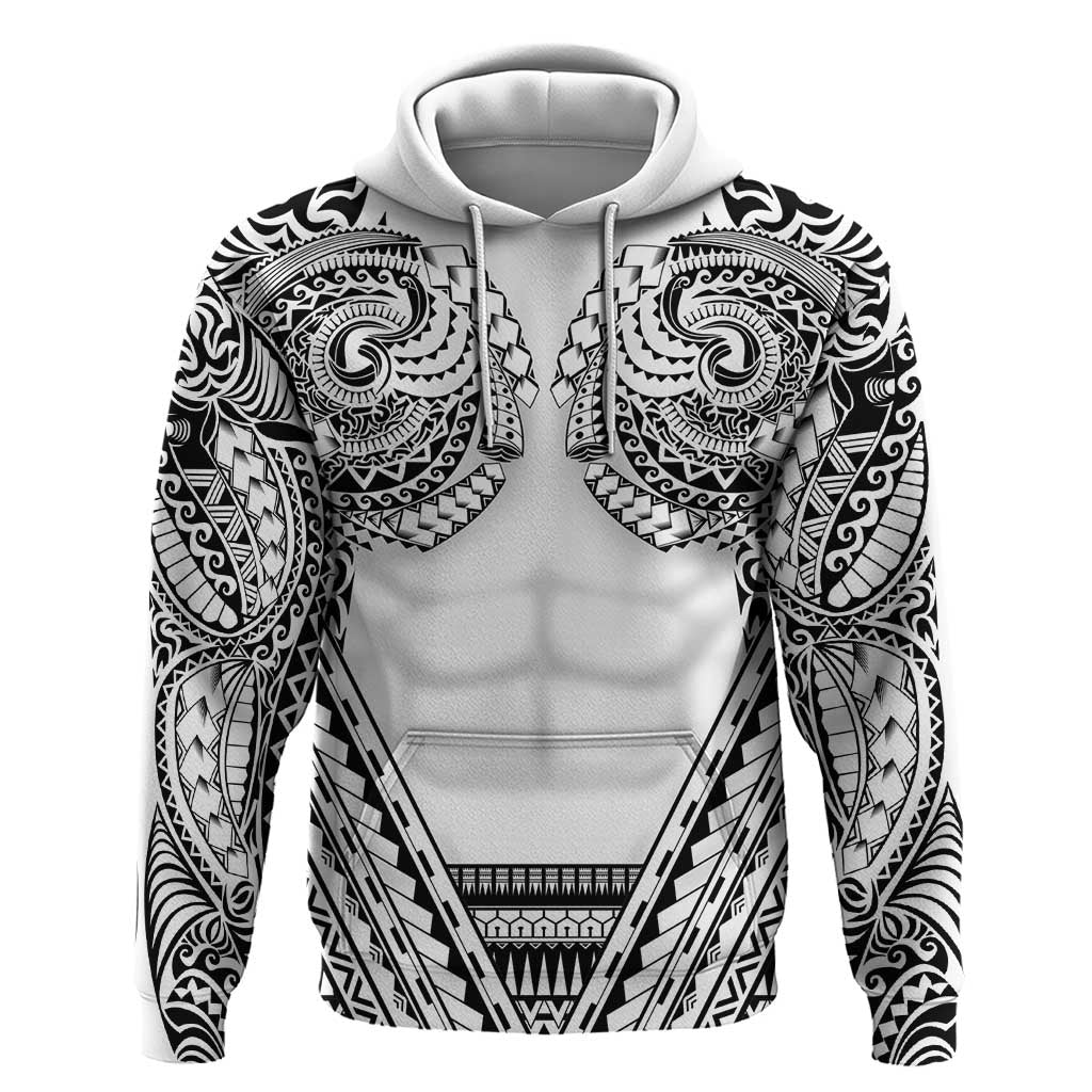 Polynesian Tattoo Inspired Cosplay Costume Zip Hoodie Tribal Warrior White LT05 Pullover Hoodie White - Polynesian Pride