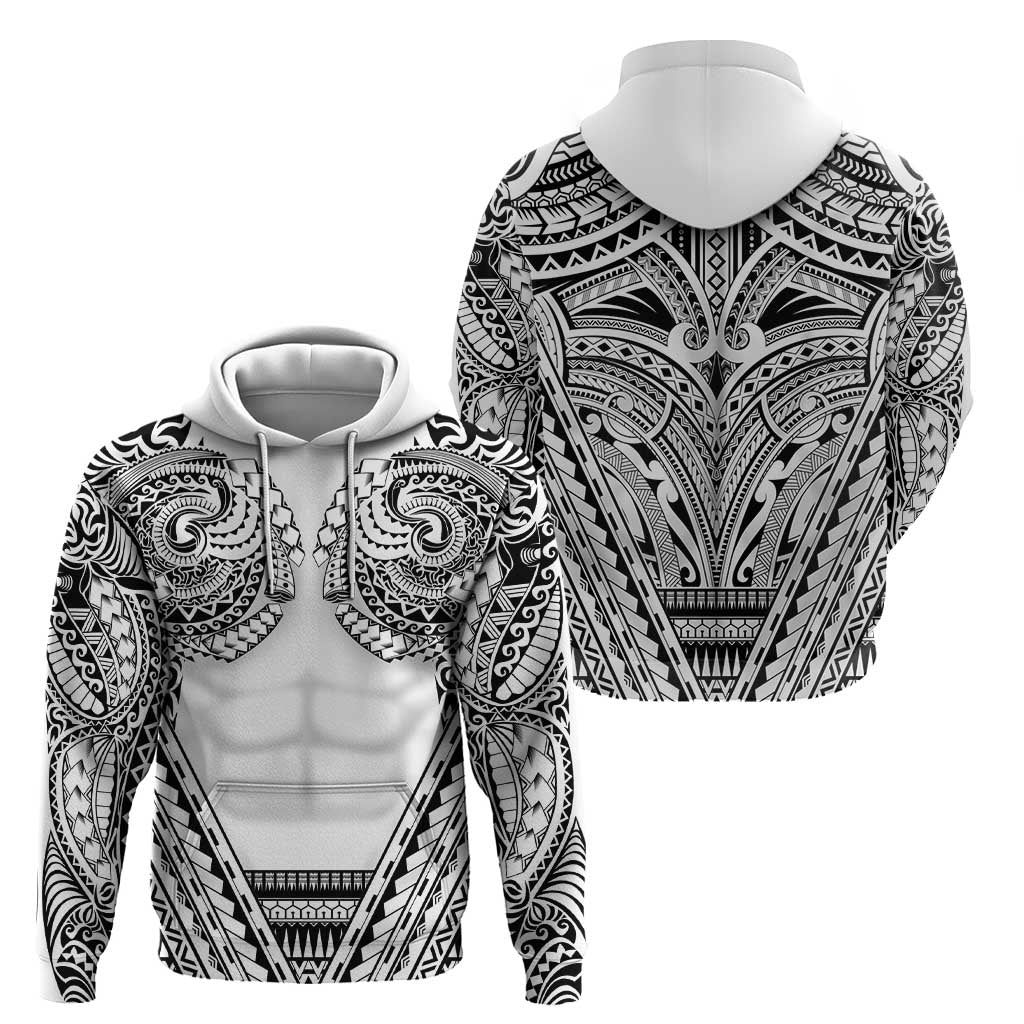 Polynesian Tattoo Inspired Cosplay Costume Zip Hoodie Tribal Warrior White LT05 - Polynesian Pride