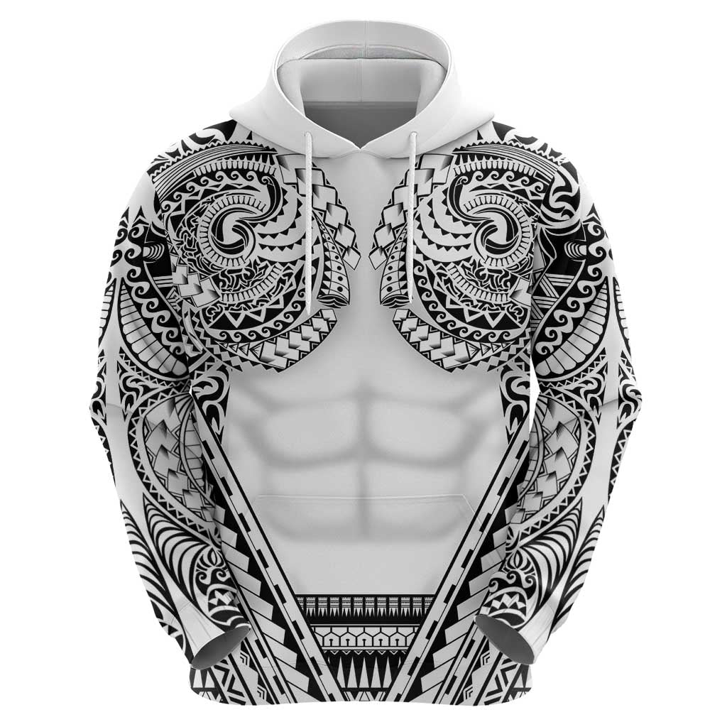 Polynesian Tattoo Inspired Cosplay Costume Zip Hoodie Tribal Warrior White LT05 - Polynesian Pride