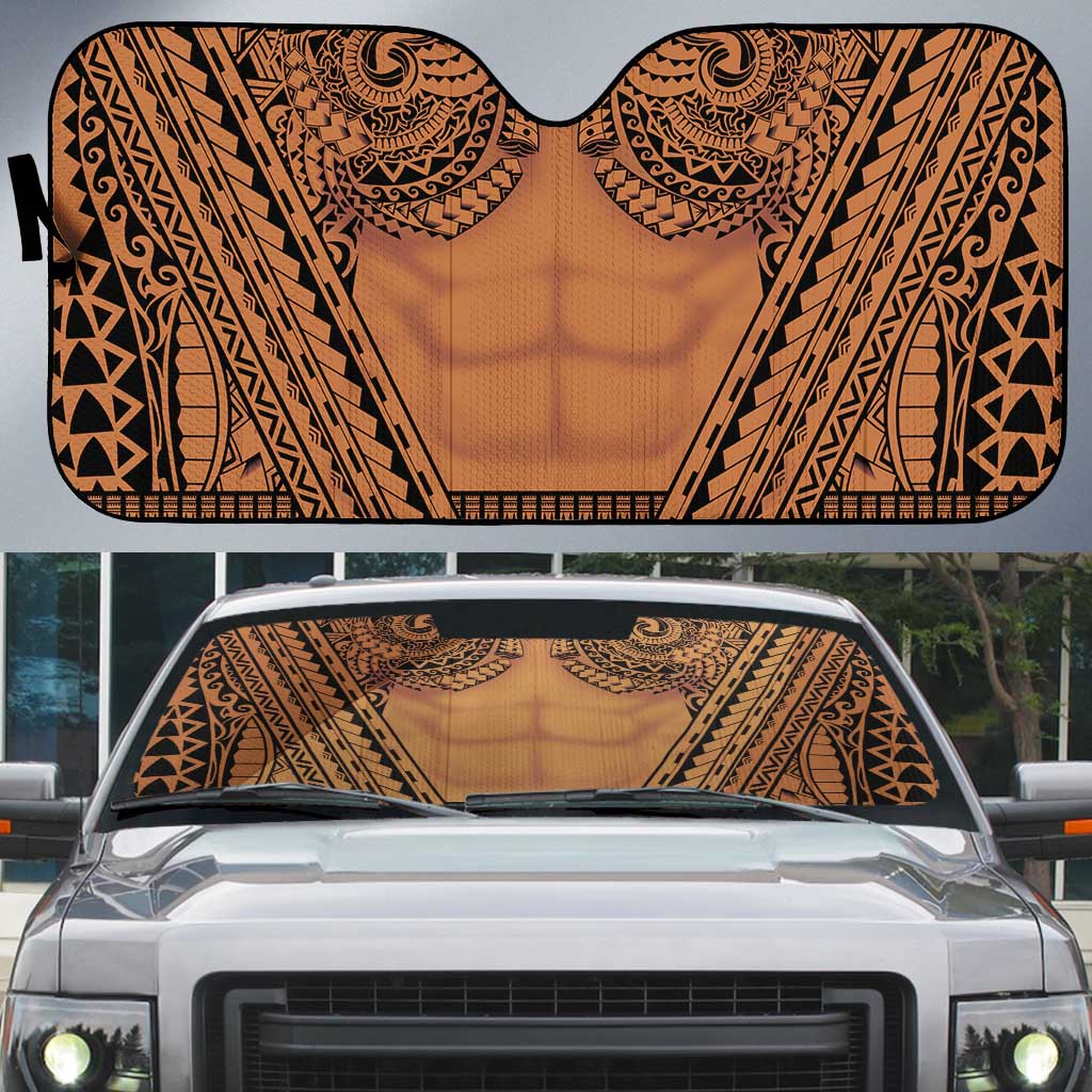 Polynesian Tattoo Inspired Cosplay Costume Auto Sun Shade Tribal Warrior LT05 Brown - Polynesian Pride