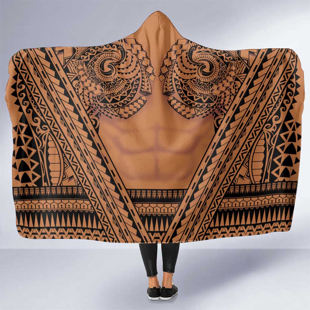 Polynesian Tattoo Inspired Cosplay Costume Hooded Blanket Tribal Warrior LT05 One Size Brown - Polynesian Pride