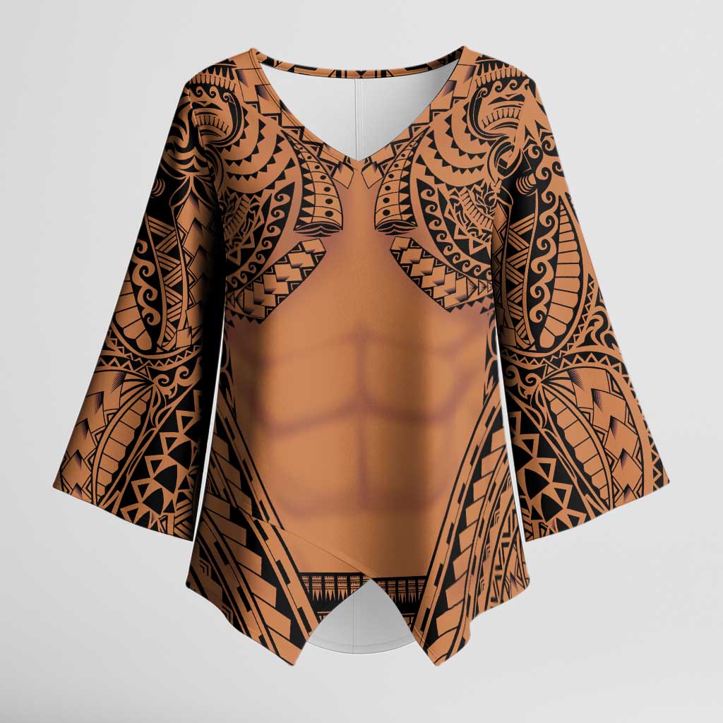 Polynesian Tattoo Inspired Cosplay Costume Kimono Sleeve Blouse Tribal Warrior LT05 Female Brown - Polynesian Pride