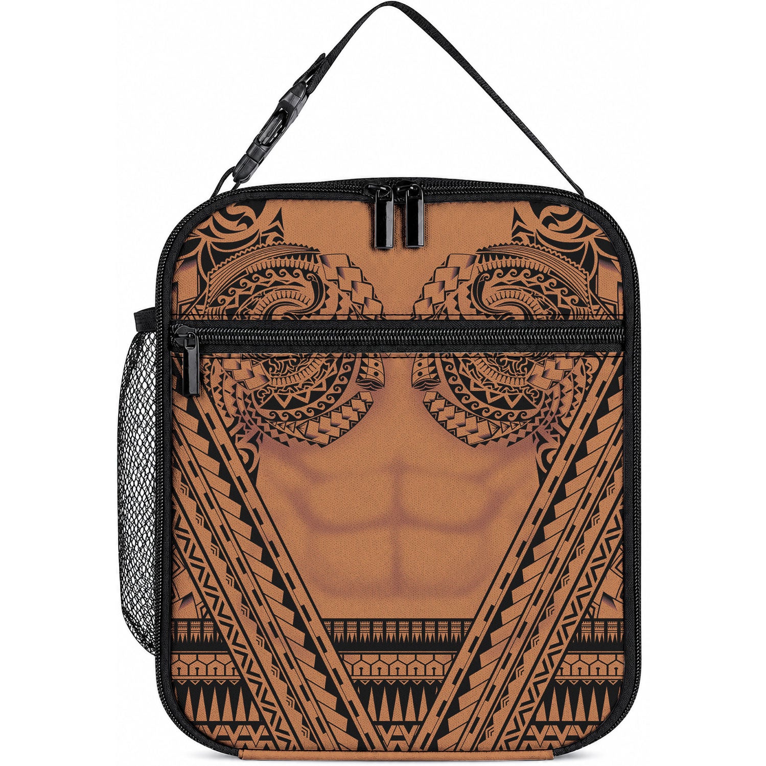 Polynesian Tattoo Inspired Cosplay Costume Lunch Bag Tribal Warrior LT05 10.2 × 8.3 × 4.3 inch Brown - Polynesian Pride