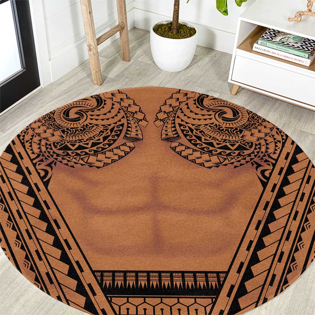 Polynesian Tattoo Inspired Cosplay Costume Round Carpet Tribal Warrior LT05 Brown - Polynesian Pride