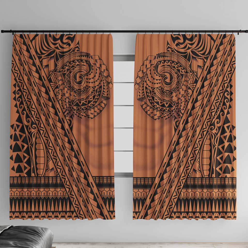 Polynesian Tattoo Inspired Cosplay Costume Window Curtain Tribal Warrior LT05 With Hooks Brown - Polynesian Pride