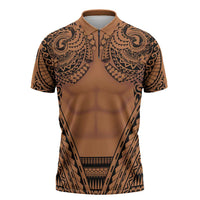 Polynesian Tattoo Inspired Cosplay Costume Zipper Polo Shirt Tribal Warrior - Polynesian Pride