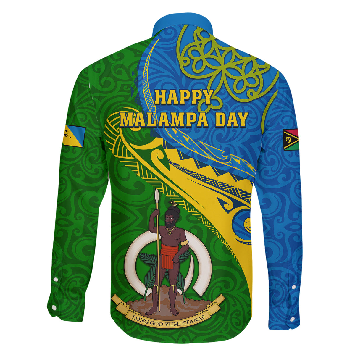 malampa-day-family-matching-off-shoulder-short-dress-and-hawaiian-shirt-sand-drawing-vanuatuan-pattern