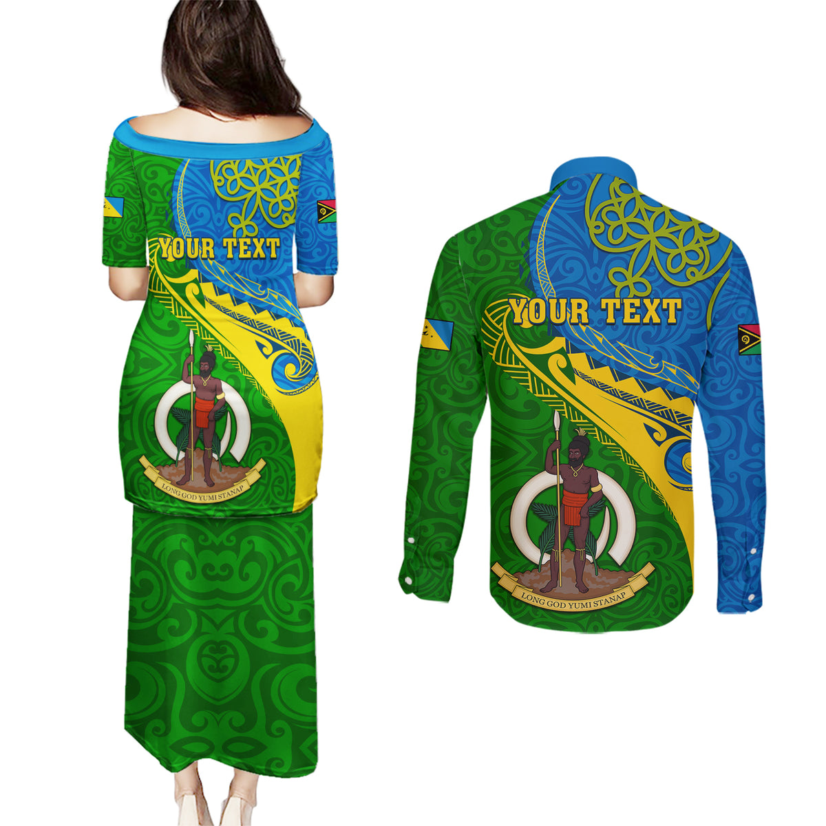 personalized-malampa-day-couples-matching-puletasi-dress-and-long-sleeve-button-shirts-sand-drawing-vanuatuan-pattern