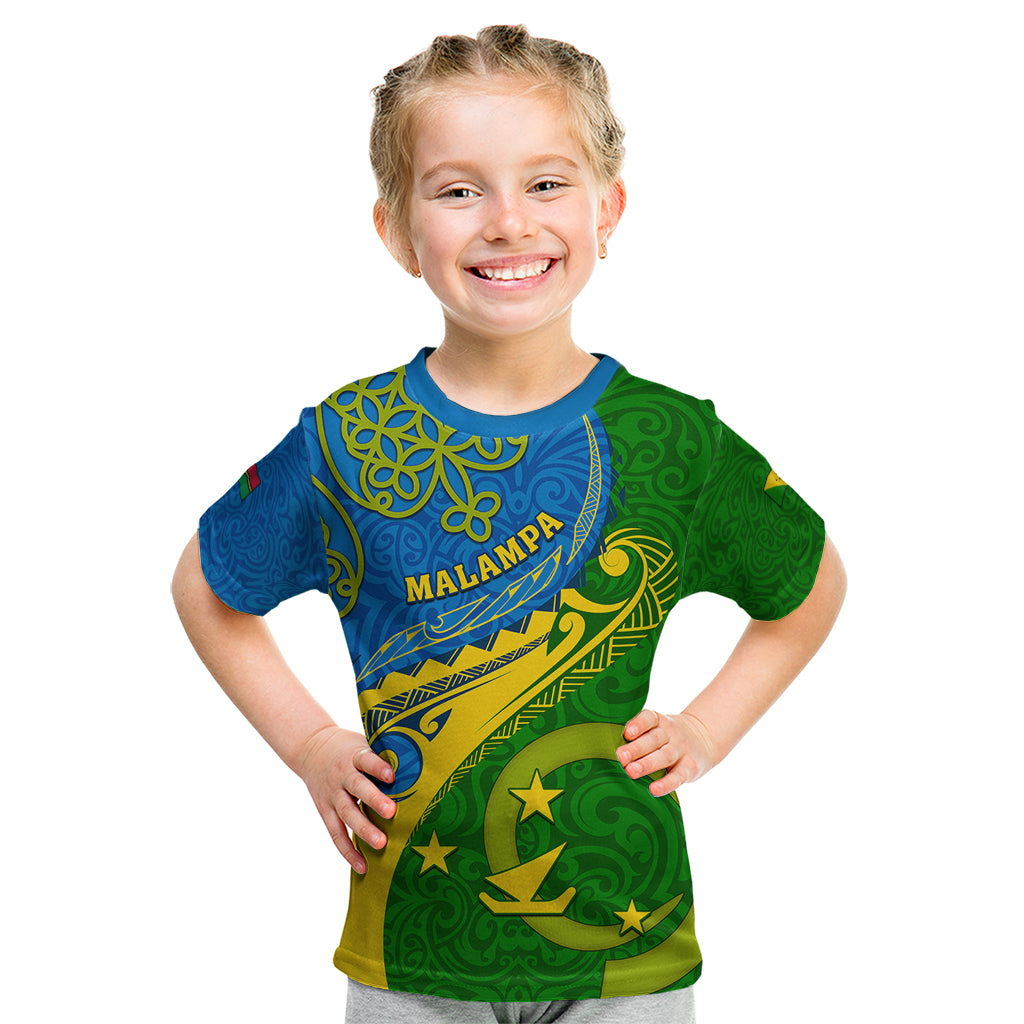 Personalized Malampa Day Kid T Shirt Sand Drawing Vanuatuan Pattern LT05 Green - Polynesian Pride