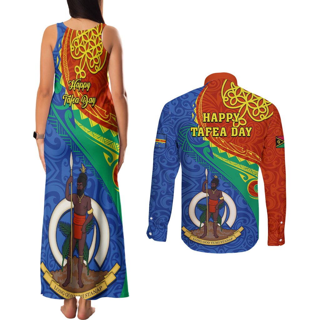 tafea-day-couples-matching-tank-maxi-dress-and-long-sleeve-button-shirts-sand-drawing-vanuatuan-pattern