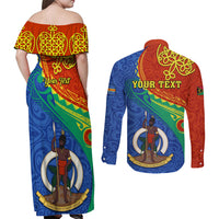 personalized-tafea-day-couples-matching-off-shoulder-maxi-dress-and-long-sleeve-button-shirts-sand-drawing-vanuatuan-pattern