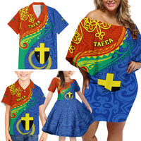 Personalized Tafea Day Family Matching Off Shoulder Short Dress and Hawaiian Shirt Sand Drawing Vanuatuan Pattern LT05 - Polynesian Pride
