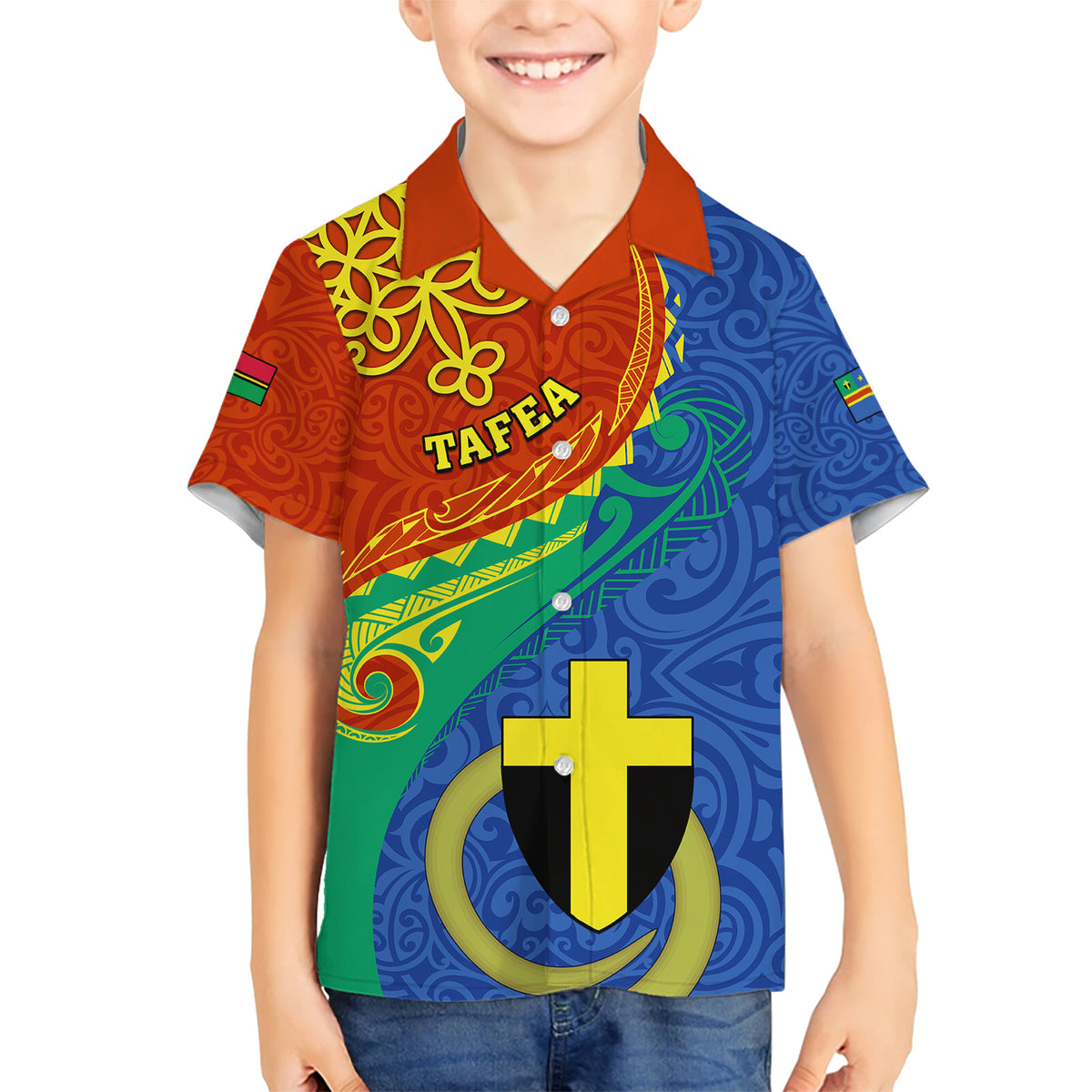Personalized Tafea Day Family Matching Short Sleeve Bodycon Dress and Hawaiian Shirt Sand Drawing Vanuatuan Pattern LT05 Son's Shirt Blue - Polynesian Pride