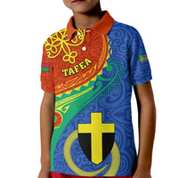 Personalized Tafea Day Kid Polo Shirt Sand Drawing Vanuatuan Pattern LT05 Kid Blue - Polynesian Pride
