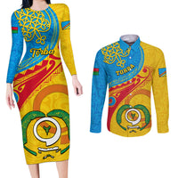 torba-day-couples-matching-long-sleeve-bodycon-dress-and-long-sleeve-button-shirts-sand-drawing-vanuatuan-pattern