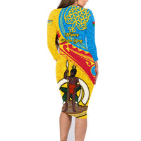 torba-day-family-matching-long-sleeve-bodycon-dress-and-hawaiian-shirt-sand-drawing-vanuatuan-pattern