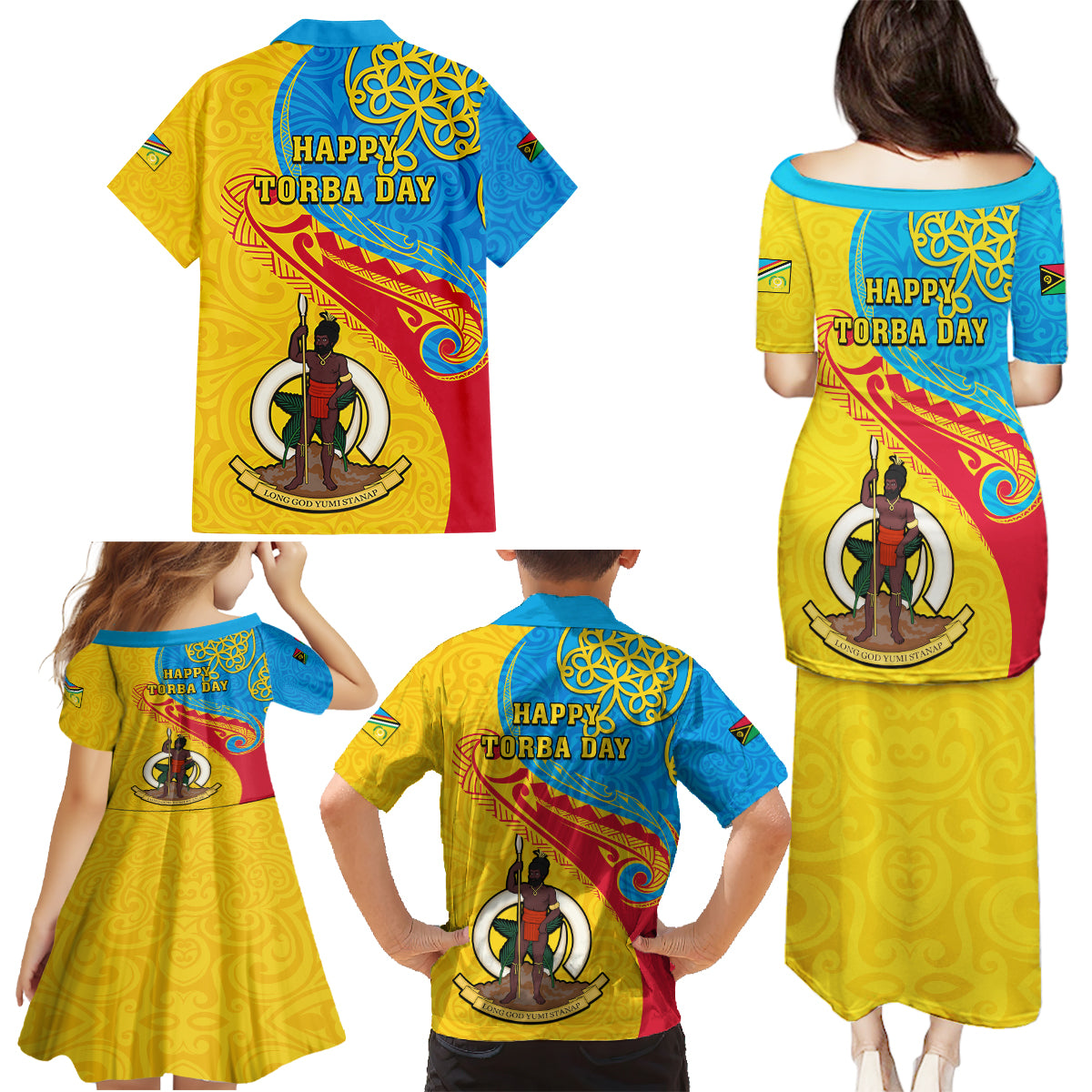 Torba Day Family Matching Puletasi Dress and Hawaiian Shirt Sand Drawing Vanuatuan Pattern LT05 - Polynesian Pride