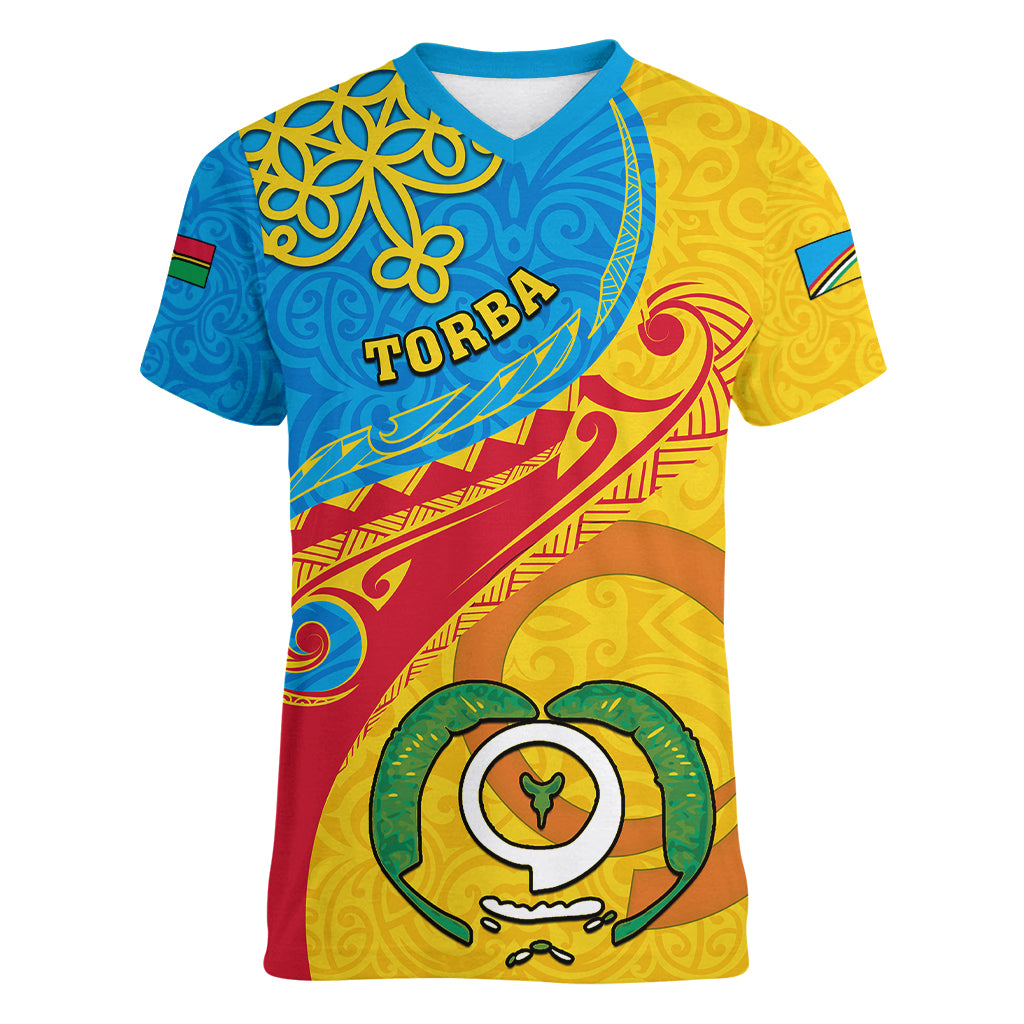 torba-day-women-v-neck-t-shirt-sand-drawing-vanuatuan-pattern