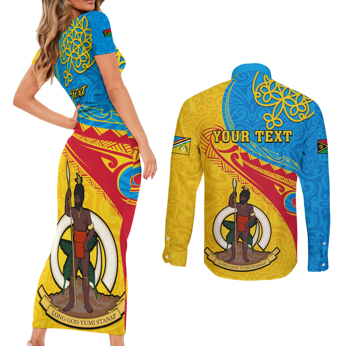 personalized-torba-day-couples-matching-short-sleeve-bodycon-dress-and-long-sleeve-button-shirts-sand-drawing-vanuatuan-pattern