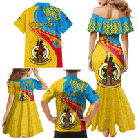 Personalized Torba Day Family Matching Mermaid Dress and Hawaiian Shirt Sand Drawing Vanuatuan Pattern LT05 - Polynesian Pride