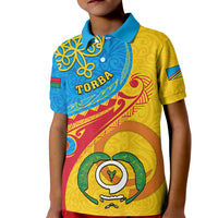 Personalized Torba Day Kid Polo Shirt Sand Drawing Vanuatuan Pattern LT05 Kid Yellow - Polynesian Pride