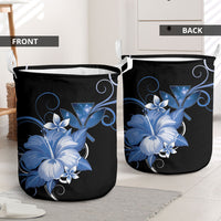 Hawaii Makahiki Kanaka Maoli Laundry Basket Blue Hibiscus Floral Vibes LT05 - Polynesian Pride