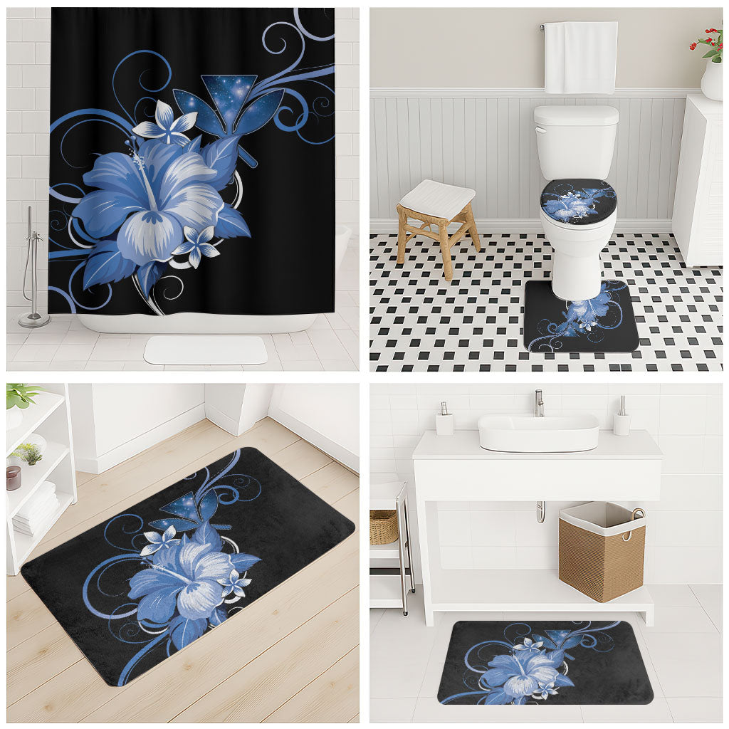 Hawaii Makahiki Kanaka Maoli Bathroom Set Blue Hibiscus Floral Vibes LT05 - Polynesian Pride