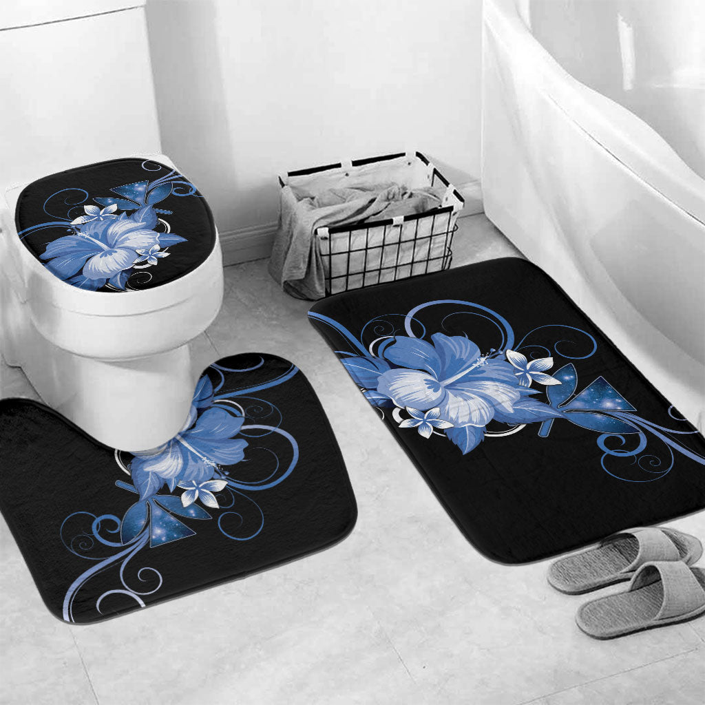 Hawaii Makahiki Kanaka Maoli Bathroom Set Blue Hibiscus Floral Vibes LT05 Mat Set Only (3 pcs) One Size Blue - Polynesian Pride