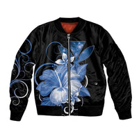 Hawaii Makahiki Kanaka Maoli Bomber Jacket Blue Hibiscus Floral Vibes LT05 Unisex Blue - Polynesian Pride