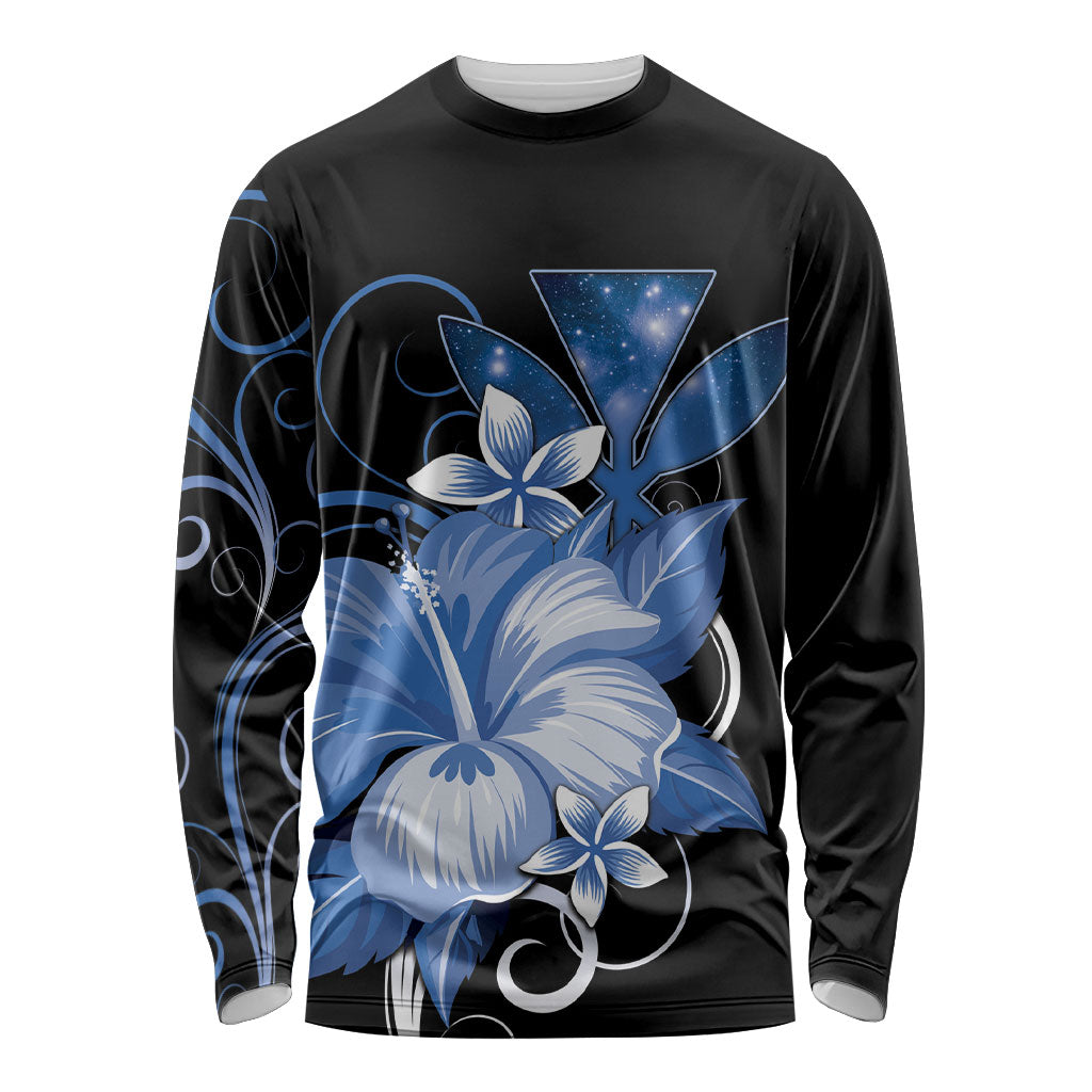 Hawaii Makahiki Kanaka Maoli Long Sleeve Shirt Blue Hibiscus Floral Vibes LT05 Unisex Blue - Polynesian Pride