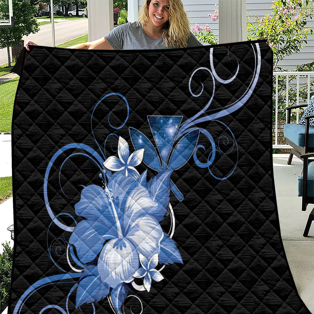 Hawaii Makahiki Kanaka Maoli Quilt Blue Hibiscus Floral Vibes LT05 Blue - Polynesian Pride