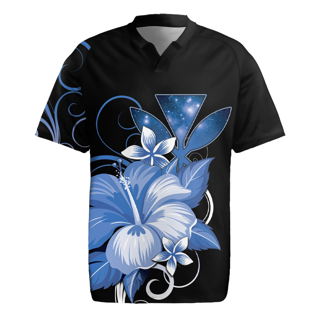 Hawaii Makahiki Kanaka Maoli Rugby Jersey Blue Hibiscus Floral Vibes LT05 Blue - Polynesian Pride