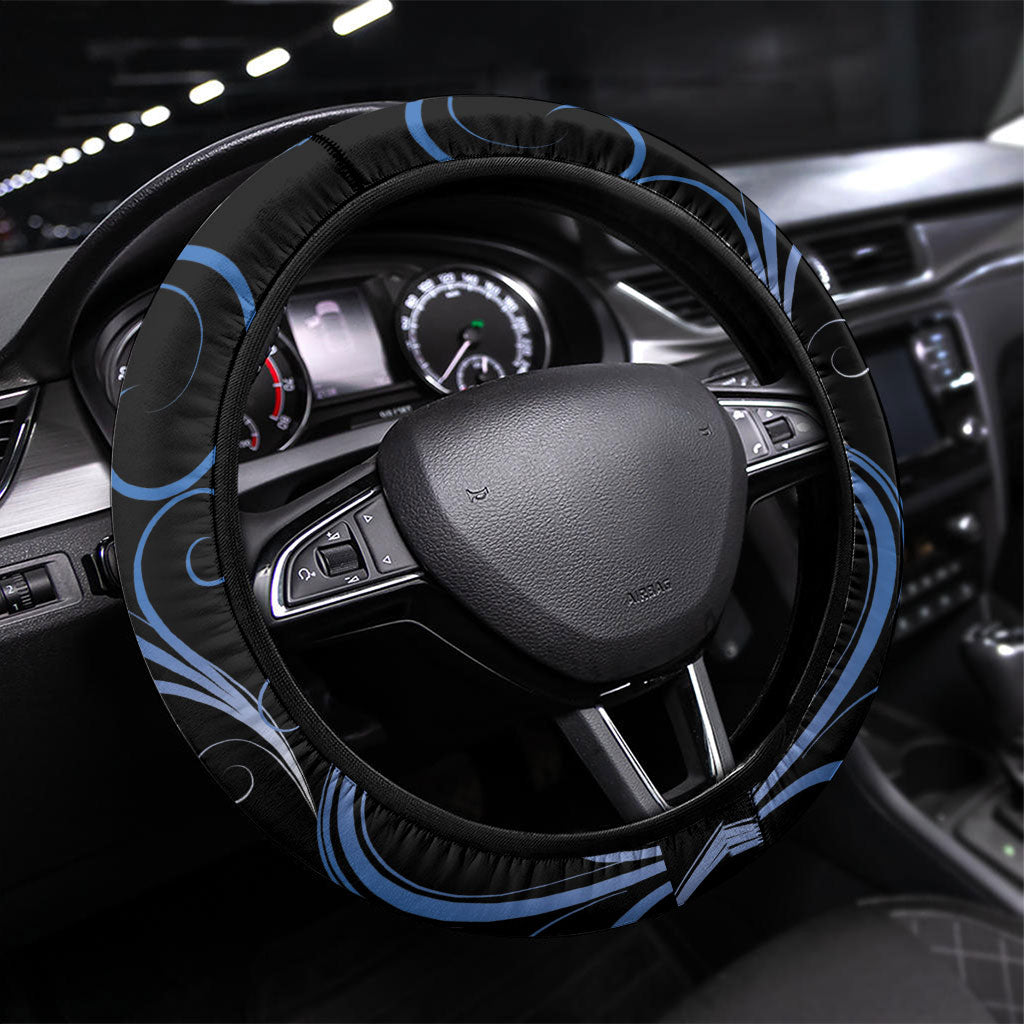 Hawaii Makahiki Kanaka Maoli Steering Wheel Cover Blue Hibiscus Floral Vibes LT05 Universal Fit Blue - Polynesian Pride