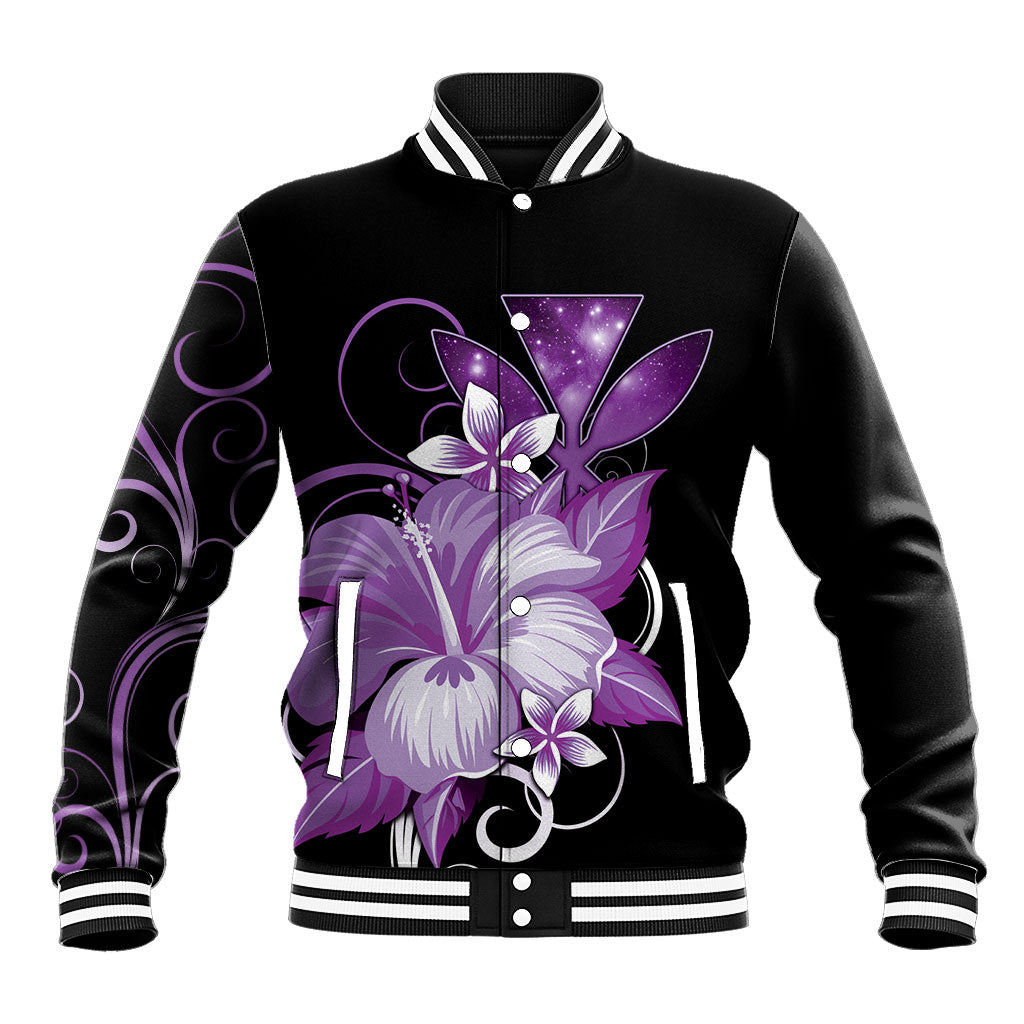 Hawaii Makahiki Kanaka Maoli Baseball Jacket Purple Hibiscus Floral Vibes LT05 Unisex Purple - Polynesian Pride
