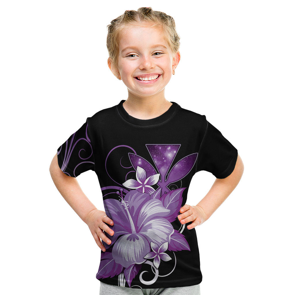 Hawaii Makahiki Kanaka Maoli Kid T Shirt Purple Hibiscus Floral Vibes LT05 Purple - Polynesian Pride