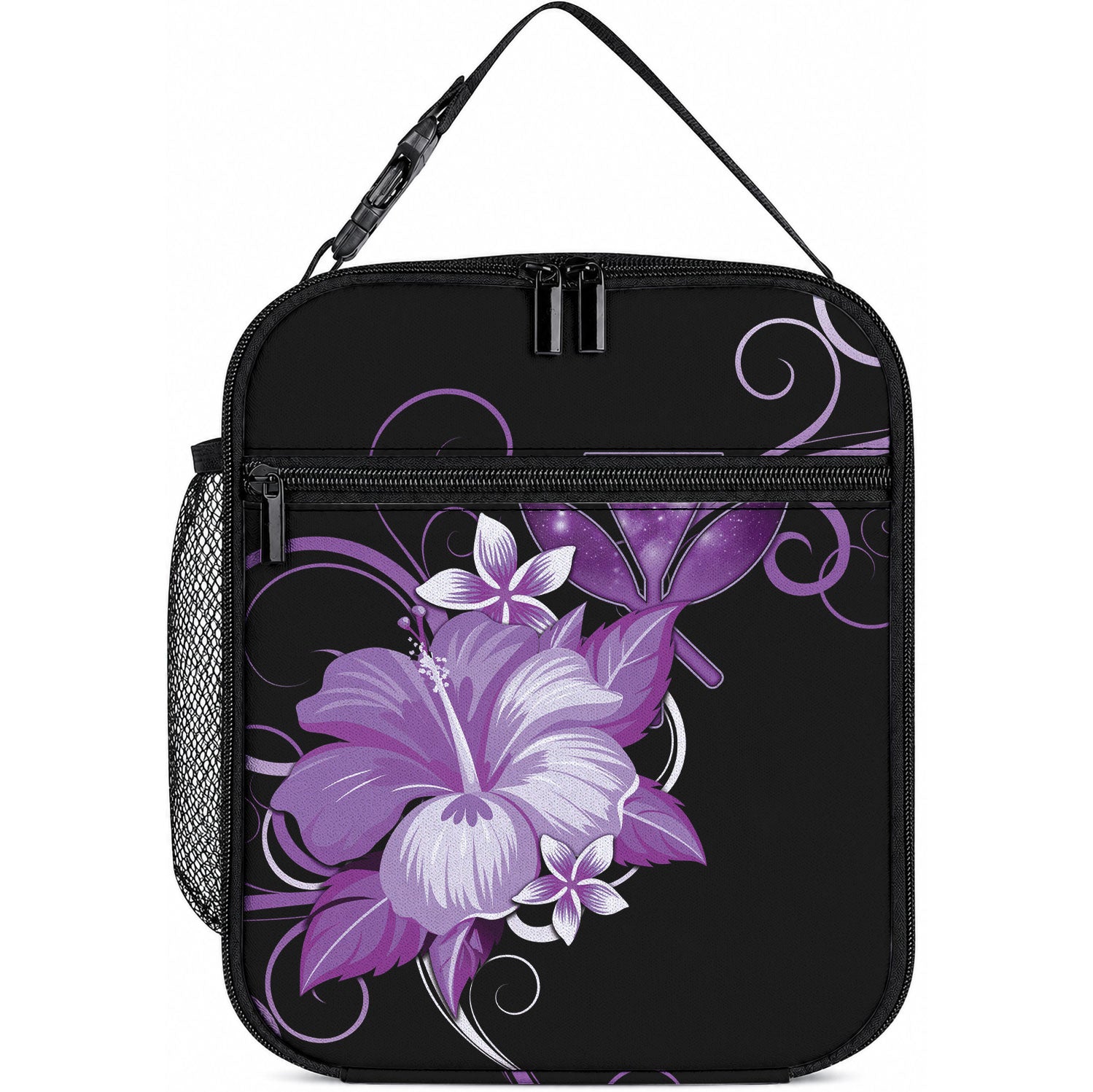 Hawaii Makahiki Kanaka Maoli Lunch Bag Purple Hibiscus Floral Vibes LT05 10.2 × 8.3 × 4.3 inch Purple - Polynesian Pride