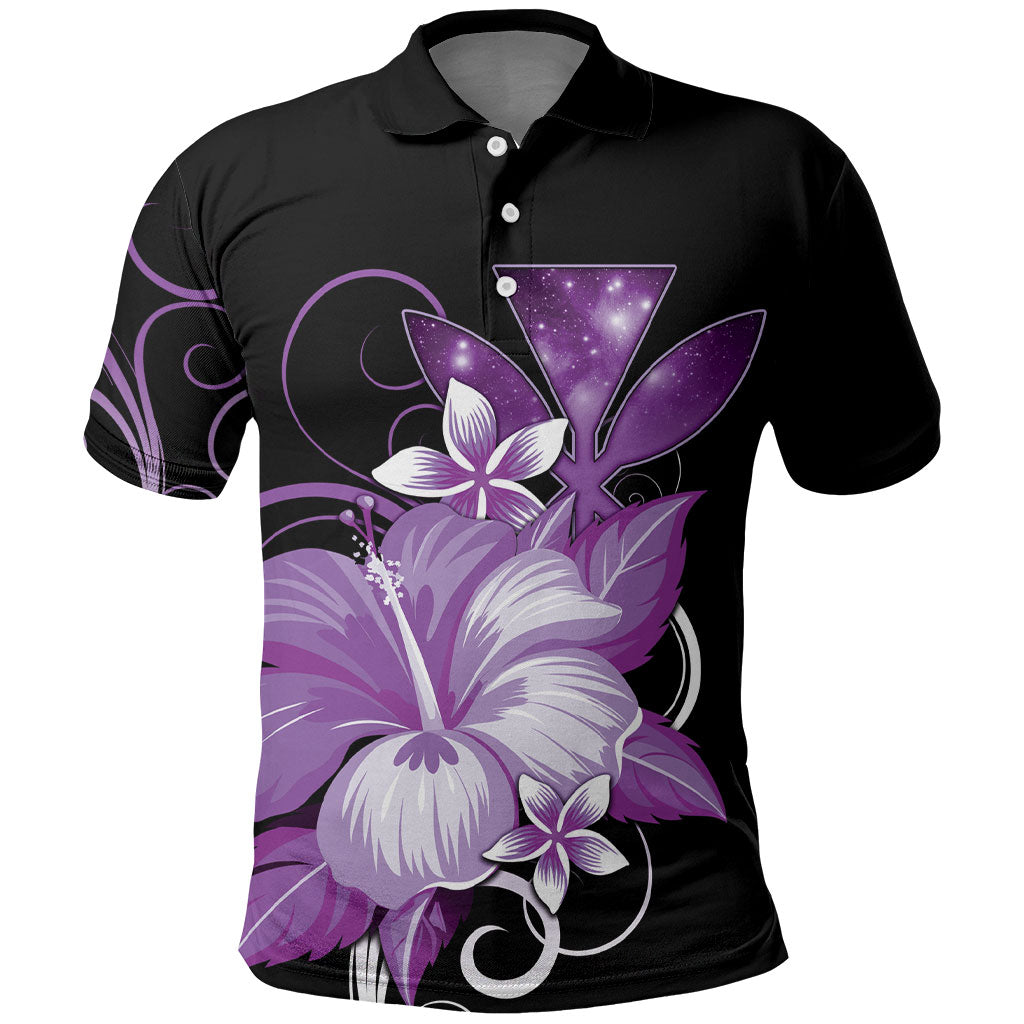 Hawaii Makahiki Kanaka Maoli Polo Shirt Purple Hibiscus Floral Vibes
