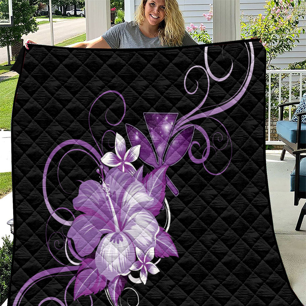 Hawaii Makahiki Kanaka Maoli Quilt Purple Hibiscus Floral Vibes LT05 Purple - Polynesian Pride