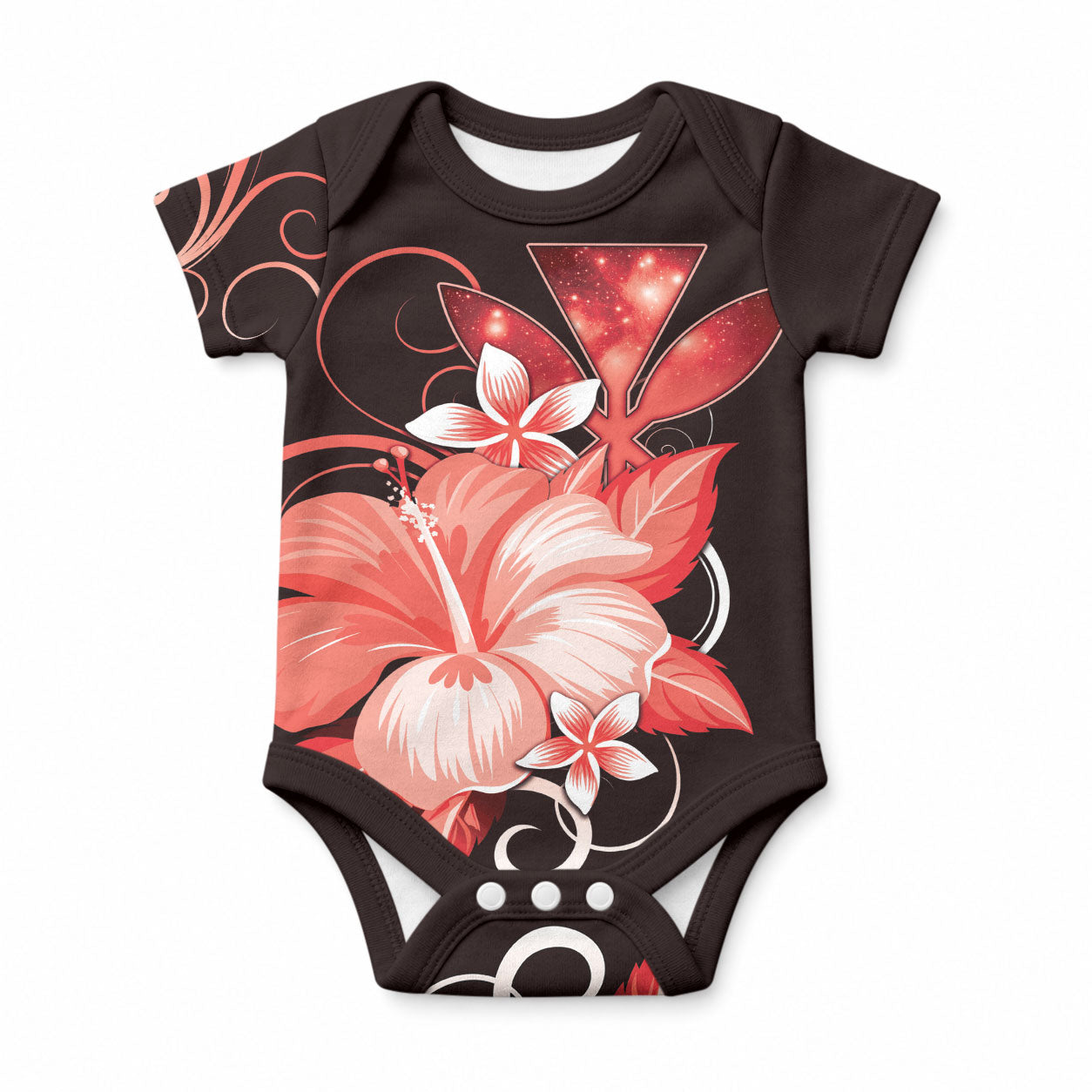 Hawaii Makahiki Kanaka Maoli Baby Onesie Red Hibiscus Floral Vibes LT05 Red - Polynesian Pride