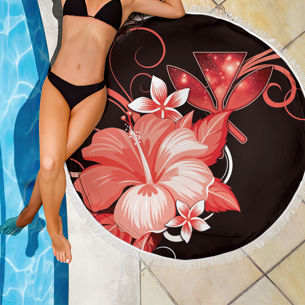 Hawaii Makahiki Kanaka Maoli Beach Blanket Red Hibiscus Floral Vibes LT05 - Polynesian Pride