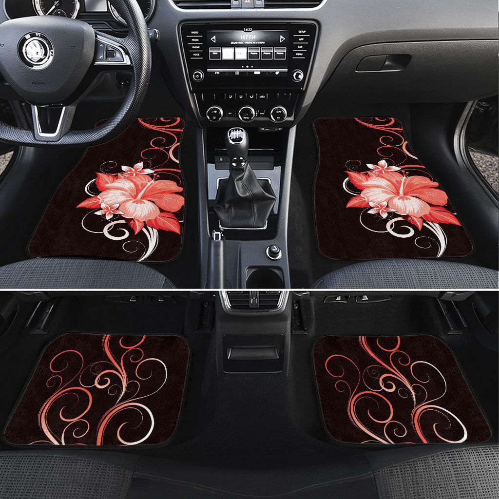 Hawaii Makahiki Kanaka Maoli Car Mats Red Hibiscus Floral Vibes LT05 Set 4pcs Red - Polynesian Pride