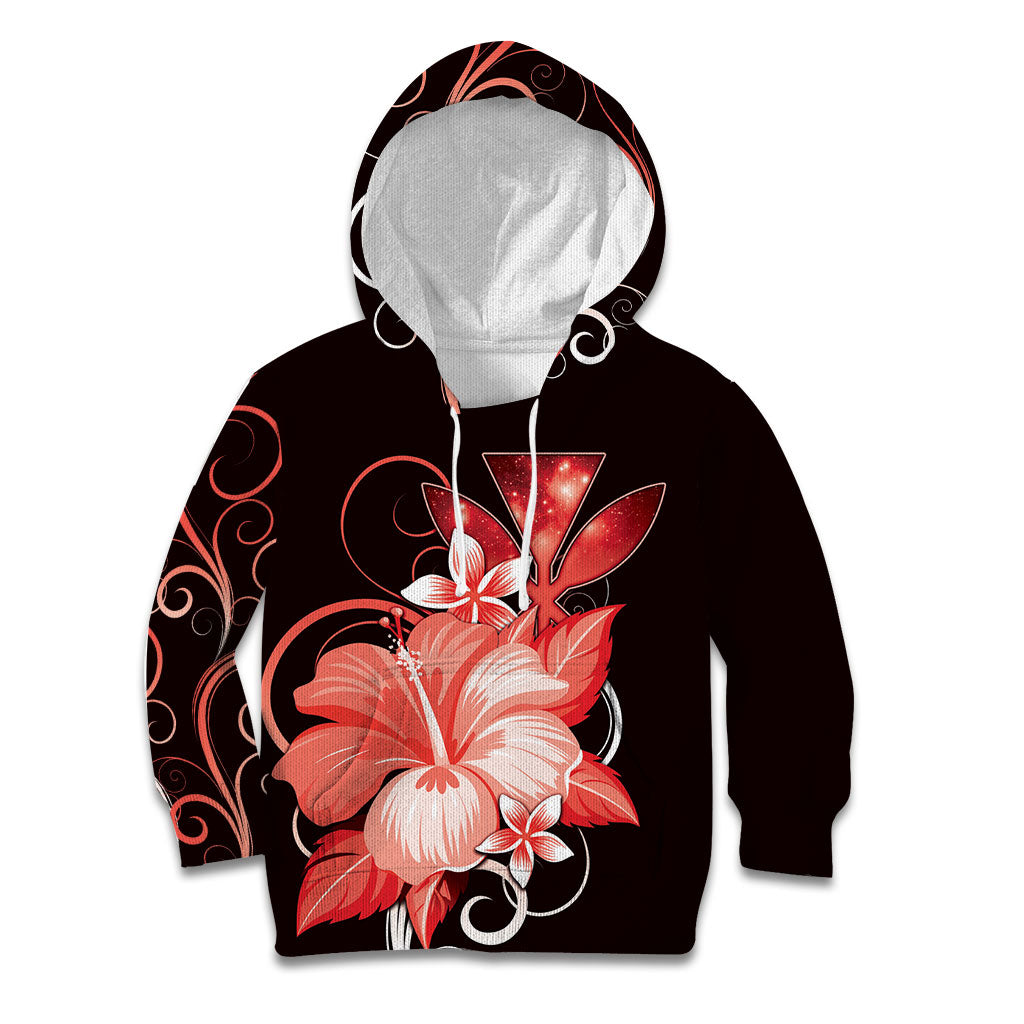 Hawaii Makahiki Kanaka Maoli Kid Hoodie Red Hibiscus Floral Vibes LT05 Hoodie Red - Polynesian Pride
