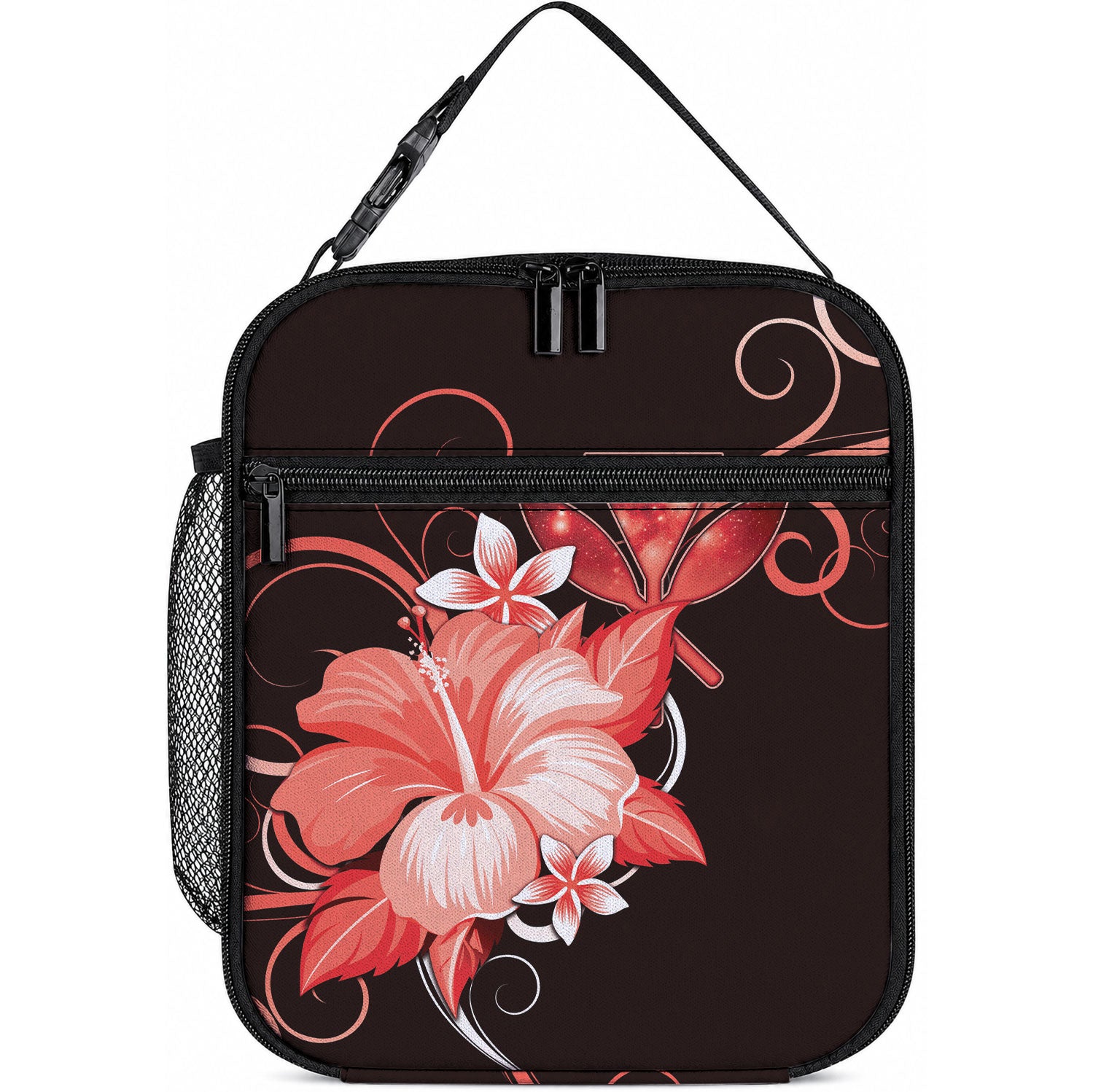 Hawaii Makahiki Kanaka Maoli Lunch Bag Red Hibiscus Floral Vibes LT05 10.2 × 8.3 × 4.3 inch Red - Polynesian Pride