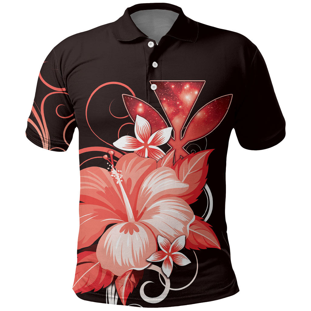 Hawaii Makahiki Kanaka Maoli Polo Shirt Red Hibiscus Floral Vibes