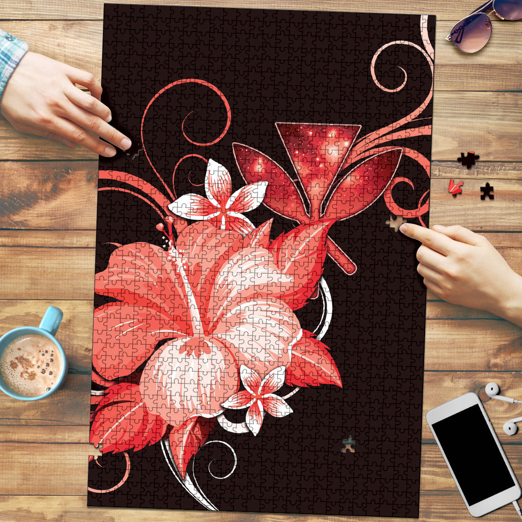 Hawaii Makahiki Kanaka Maoli Puzzle Red Hibiscus Floral Vibes LT05 Red - Polynesian Pride