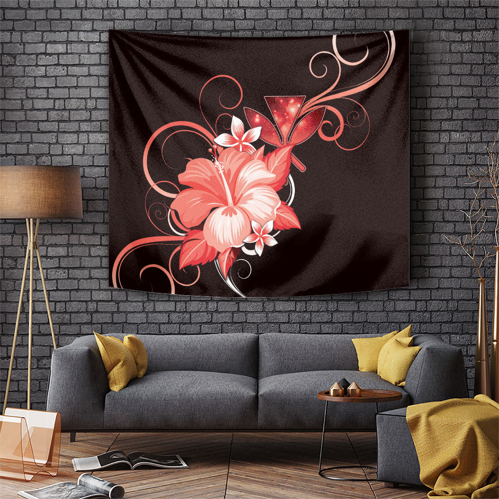 Hawaii Makahiki Kanaka Maoli Tapestry Red Hibiscus Floral Vibes LT05 Red - Polynesian Pride