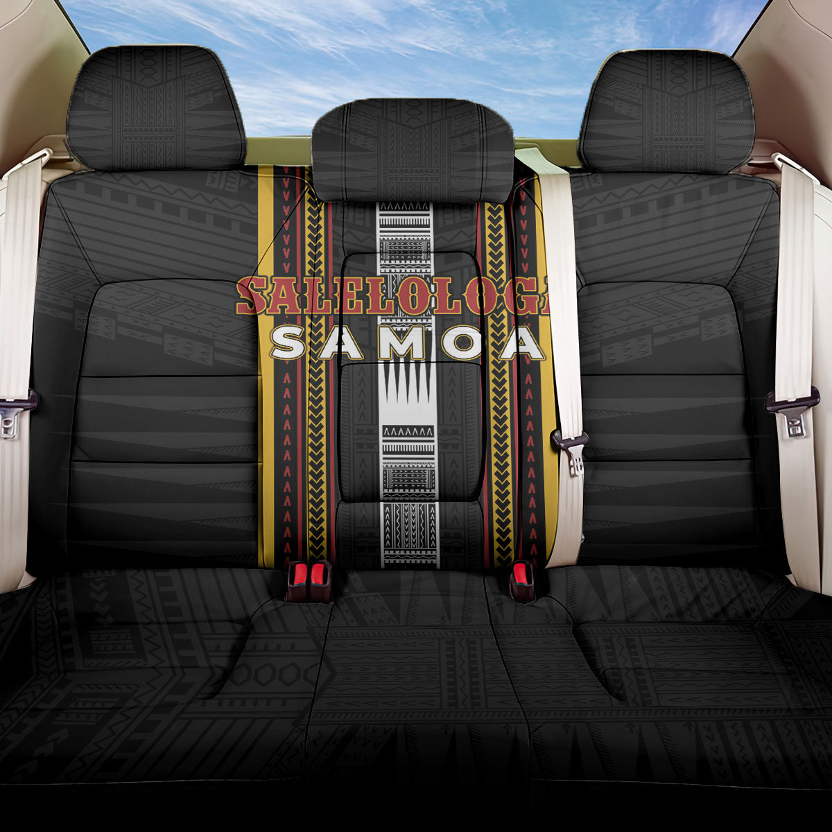 Salelologa Samoa Back Car Seat Cover Samoan Tribal Pattern LT05 One Size Black - Polynesian Pride